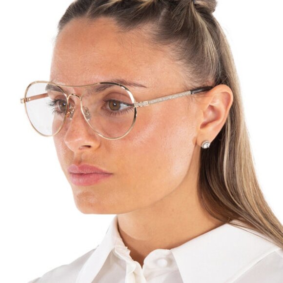 Jimmy Choo JC244 0OGA 00 Round 56mm Eyeglasses - Gold/Teal - Picture 3 of 12